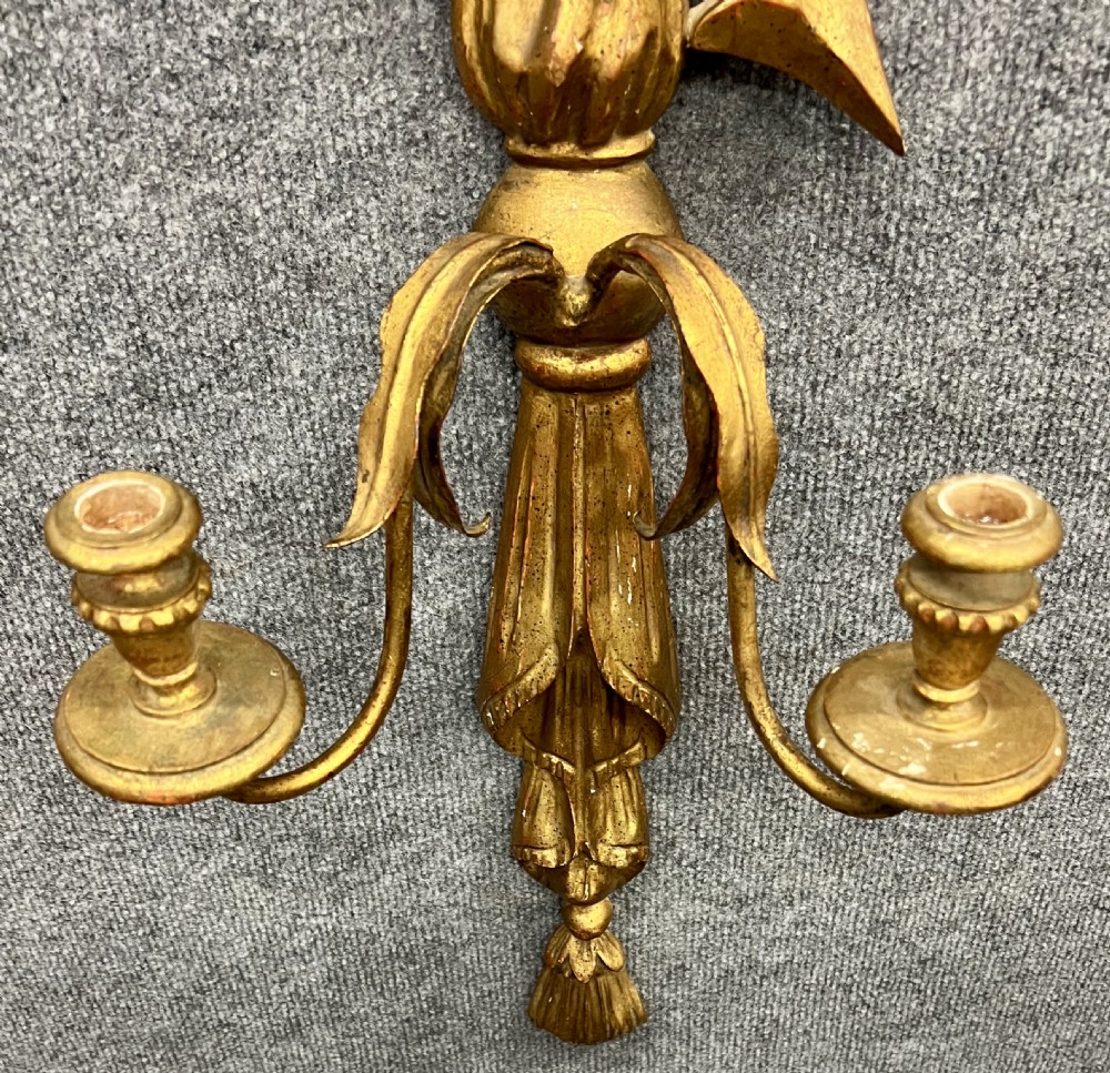Pair of Carved Wood & Gilded Wall Candle Sconces View III