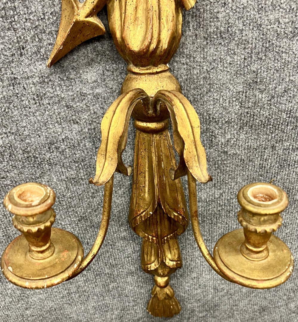 Pair of Carved Wood & Gilded Wall Candle Sconces View VII