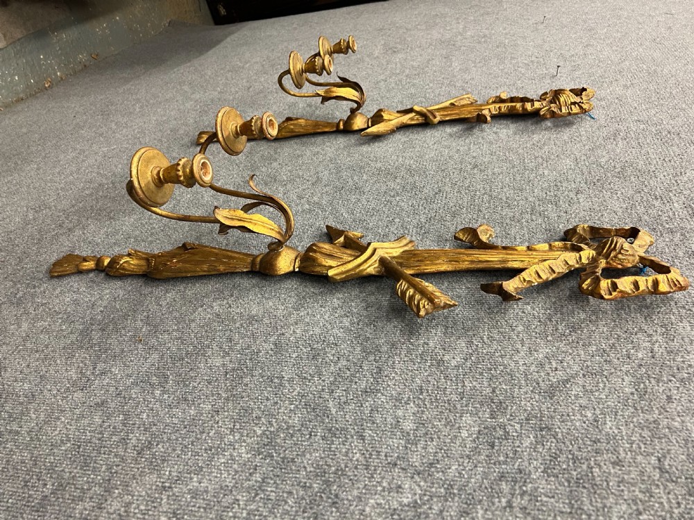 Pair of Carved Wood & Gilded Wall Candle Sconces View X