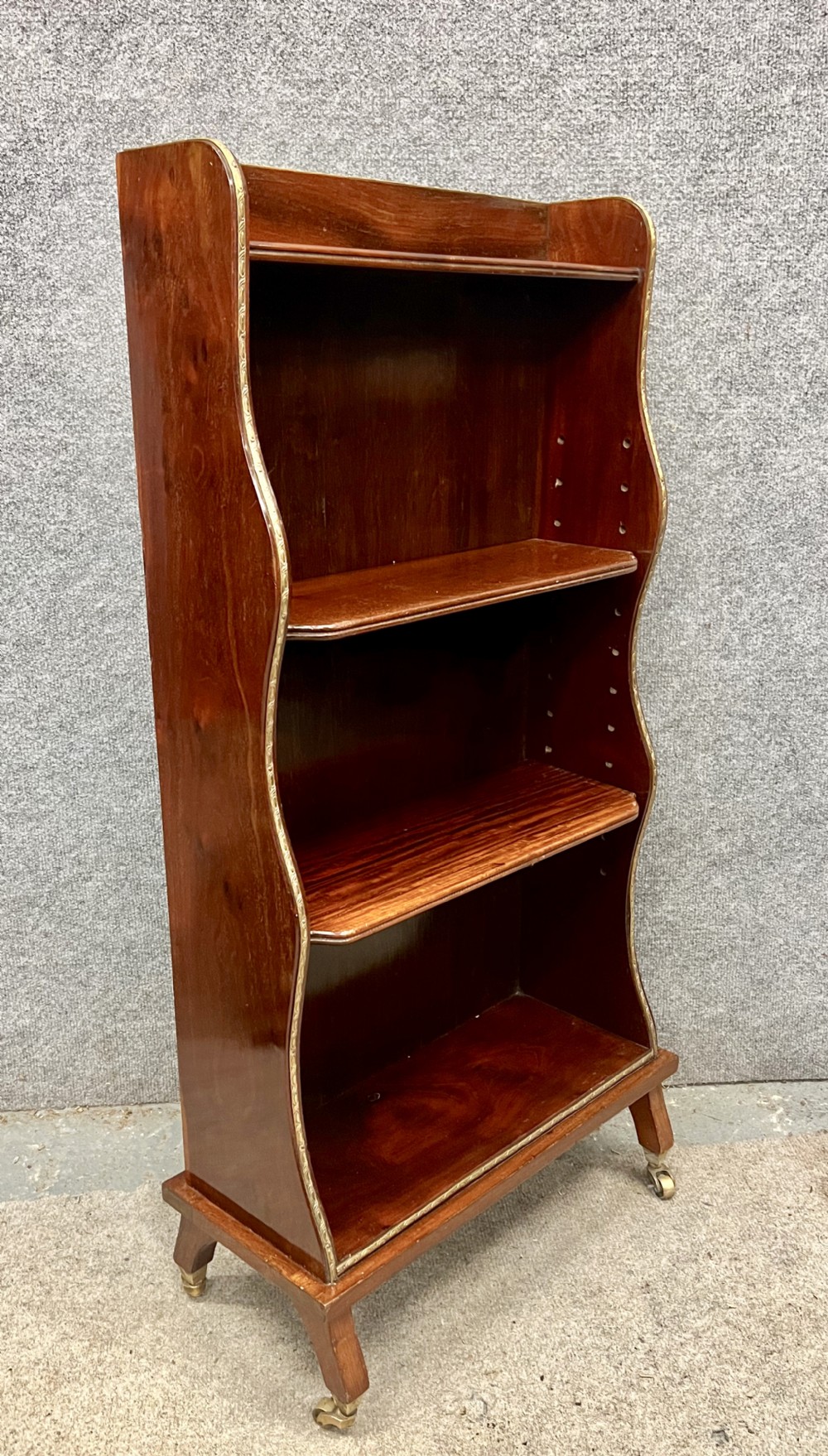 Small Edwardian Mahogany Waterfall Open Bookcase