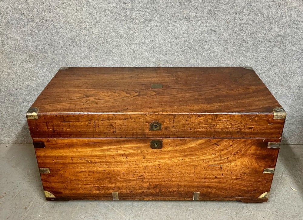 Antique Camphor Wood Campaign Trunk Chest 