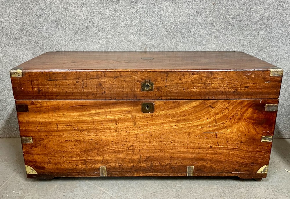 Antique Camphor Wood Campaign Trunk Chest  View V