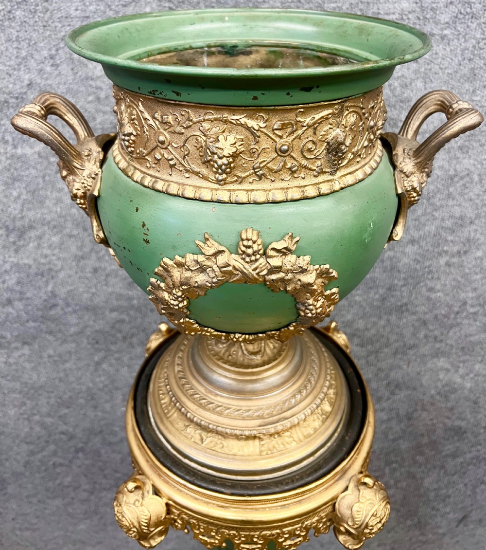 Unusual Brass, Metal and Painted Jardiniere on Stand View VII