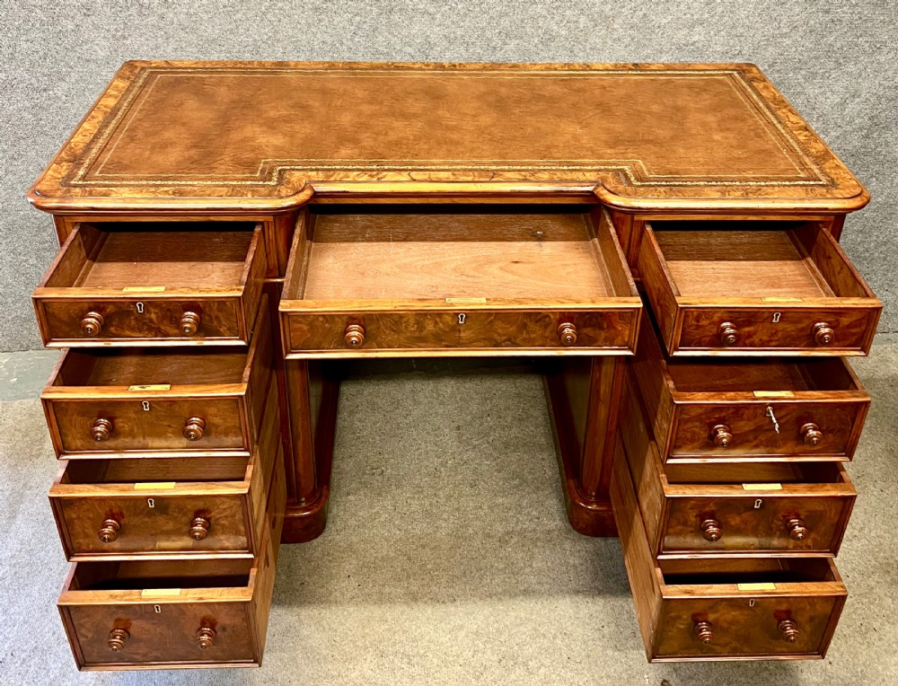 Superb Victorian Burr Walnut Desk View VII