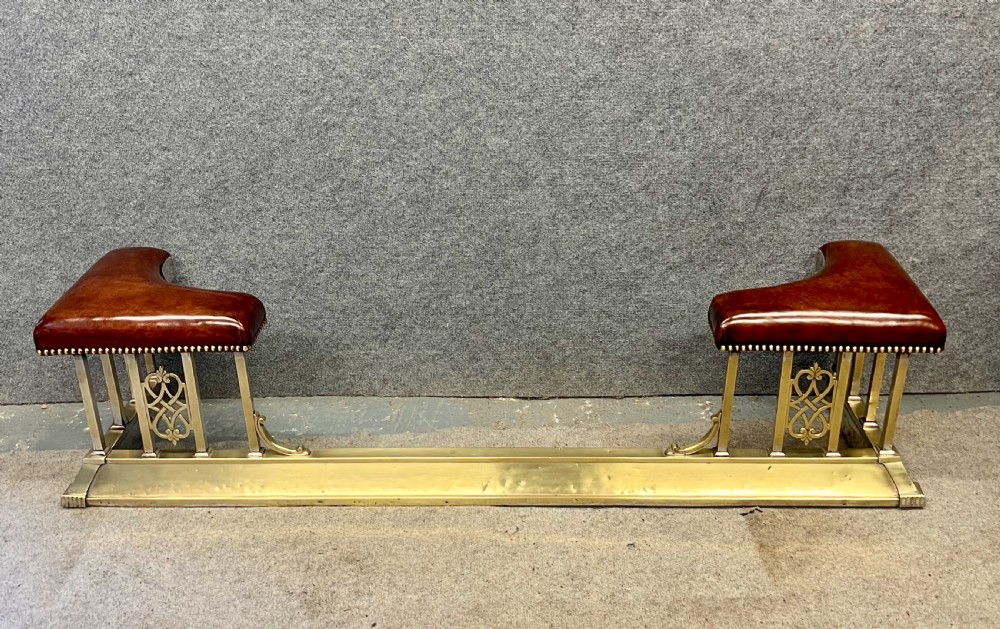 Antique Brass and Leather Seated Club Fender