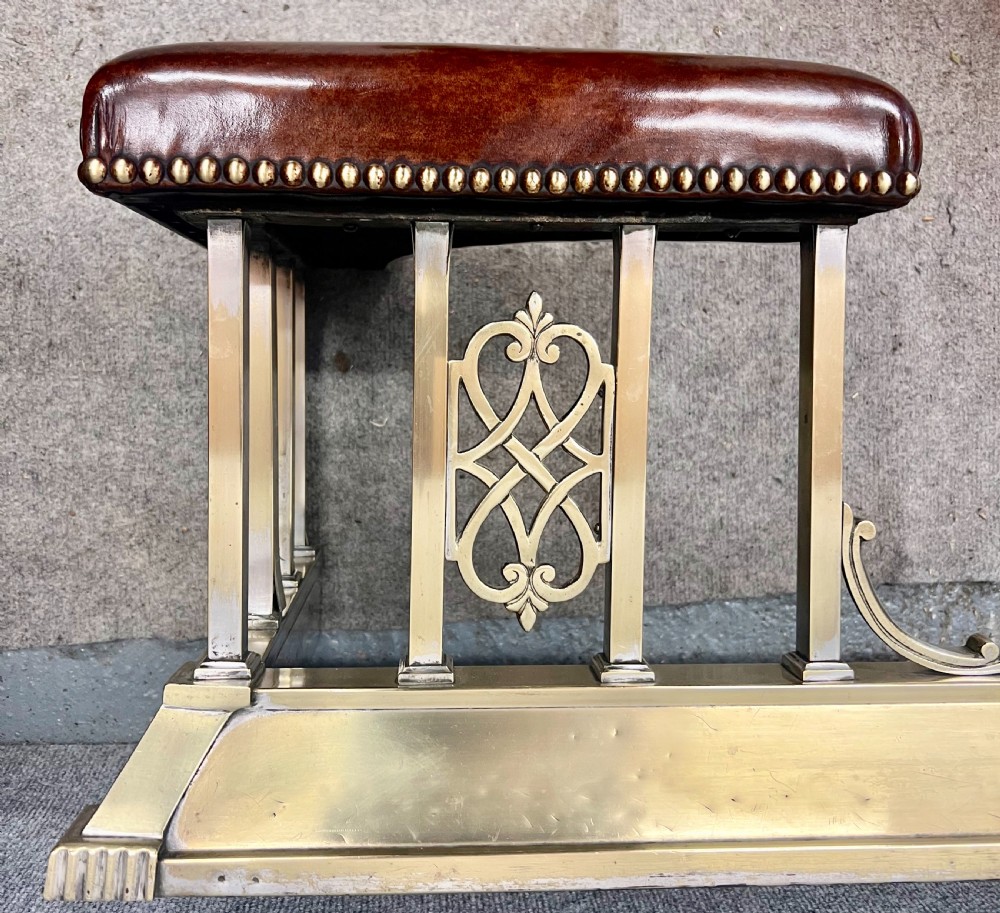 Antique Brass and Leather Seated Club Fender View VII