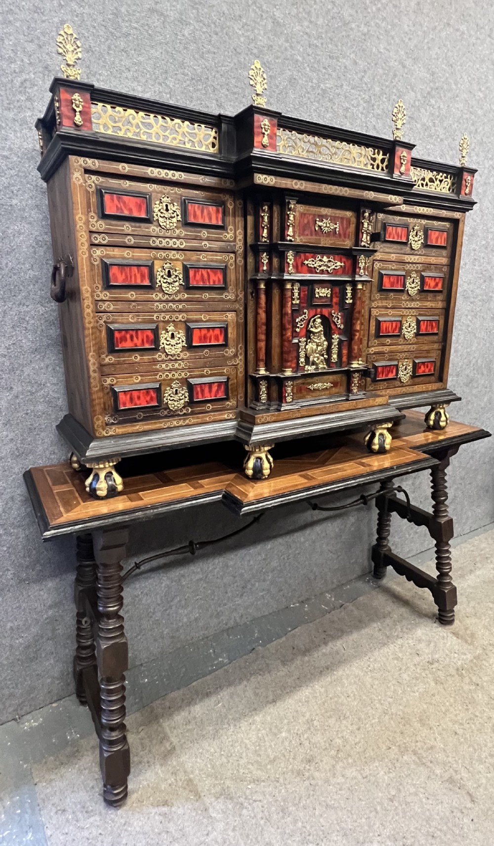 Impressive Antique Antwerp Collectors Cabinet on Stand