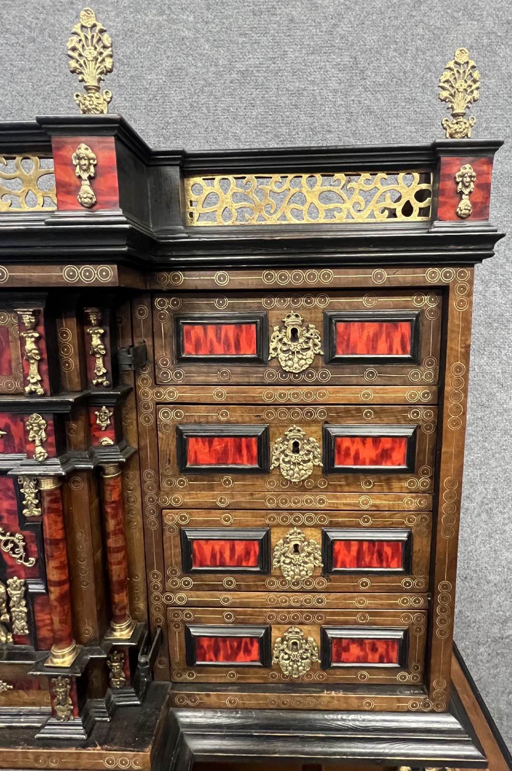 Impressive Antique Antwerp Collectors Cabinet on Stand View IV