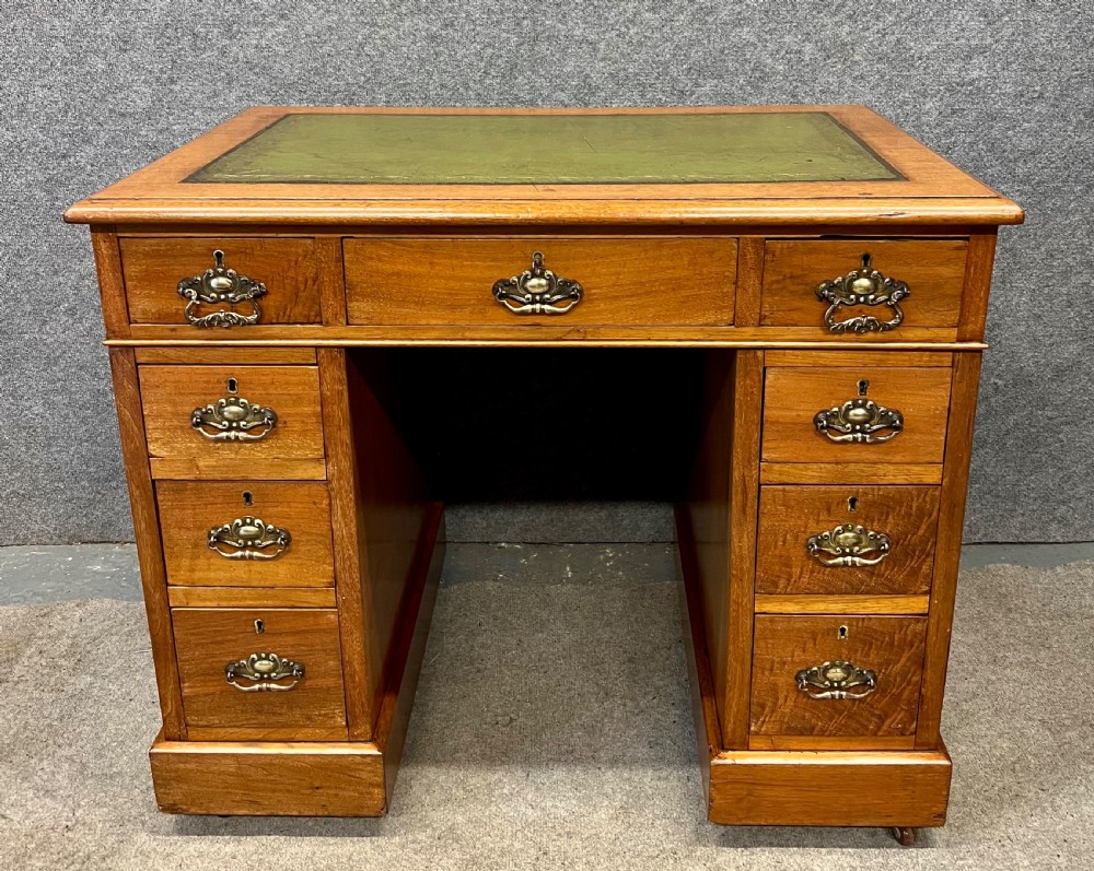 Small Antique Walnut Pedestal Desk