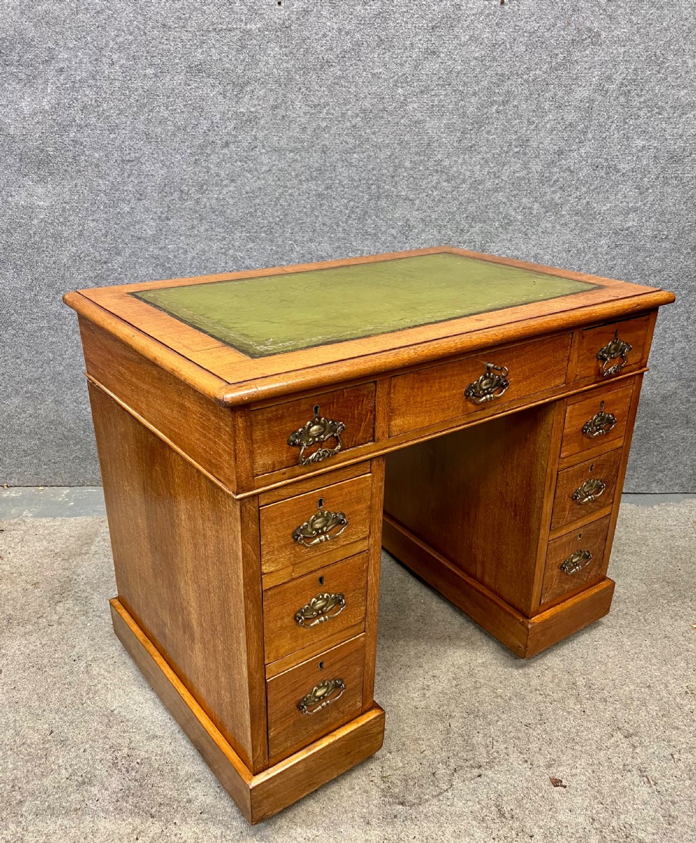 Small Antique Walnut Pedestal Desk View V