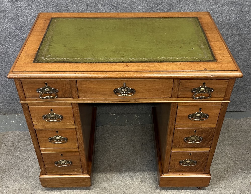 Small Antique Walnut Pedestal Desk View VIII