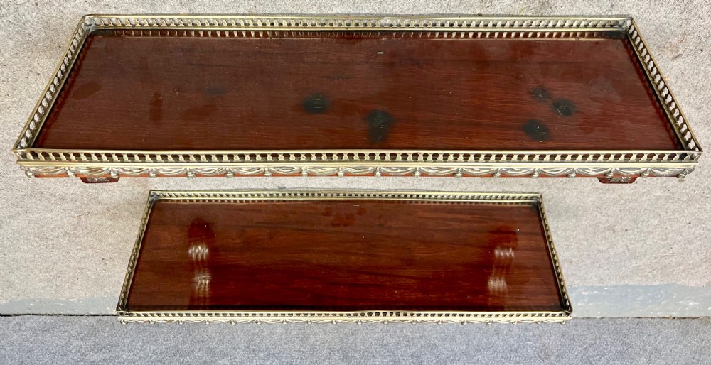 Attractive Pair of Mahogany and Brass Inlaid Wall Brackets View IV