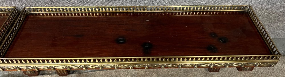 Attractive Pair of Mahogany and Brass Inlaid Wall Brackets View VI