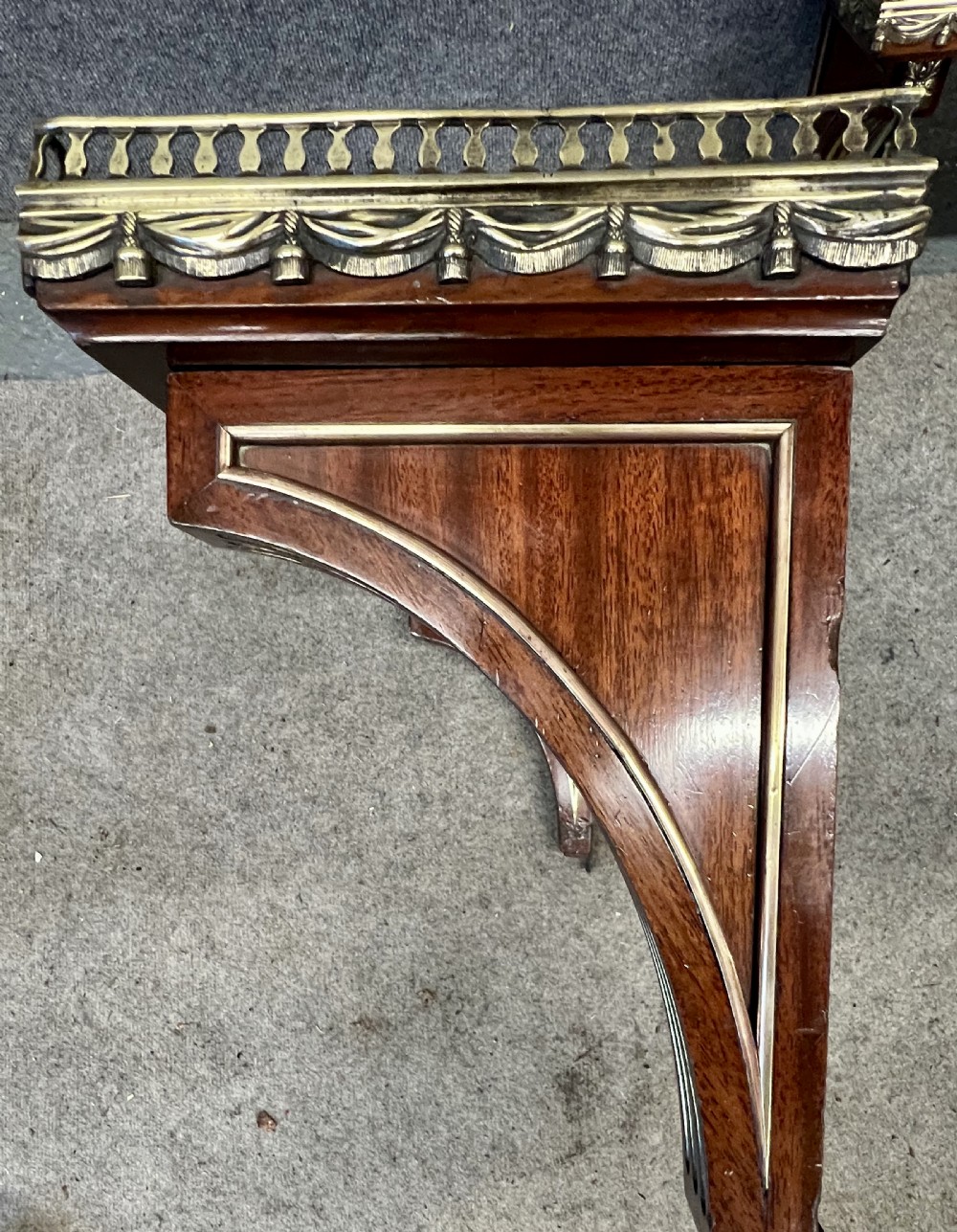 Attractive Pair of Mahogany and Brass Inlaid Wall Brackets View VIII