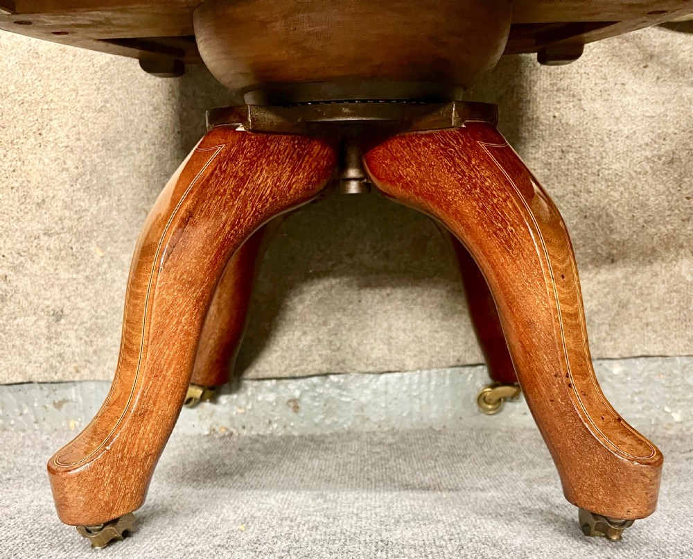 Good Quality Edwardian Revolving Inlaid Desk Chair View VII