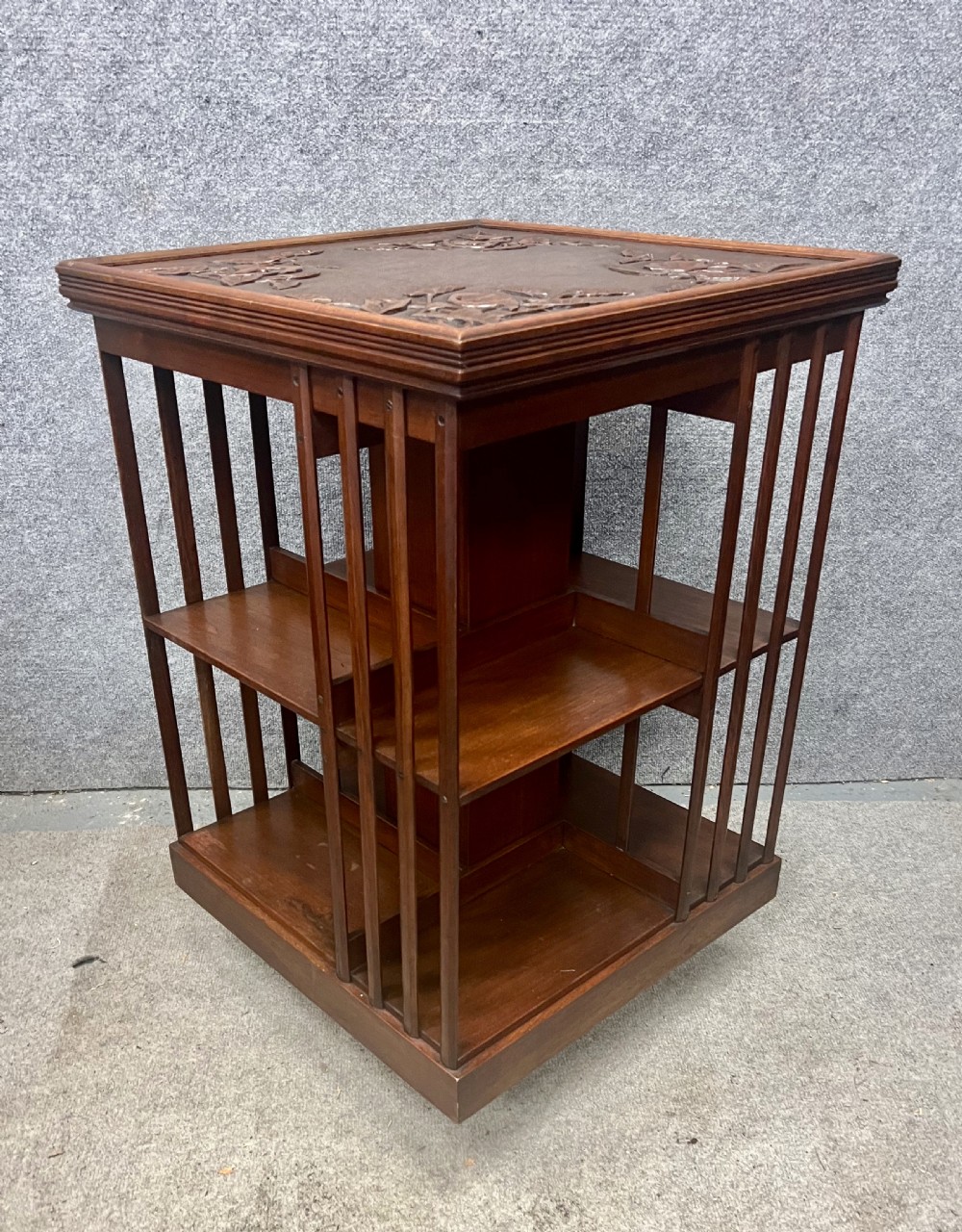Unusual Antique Arts and Crafts Revolving Bookcase View II