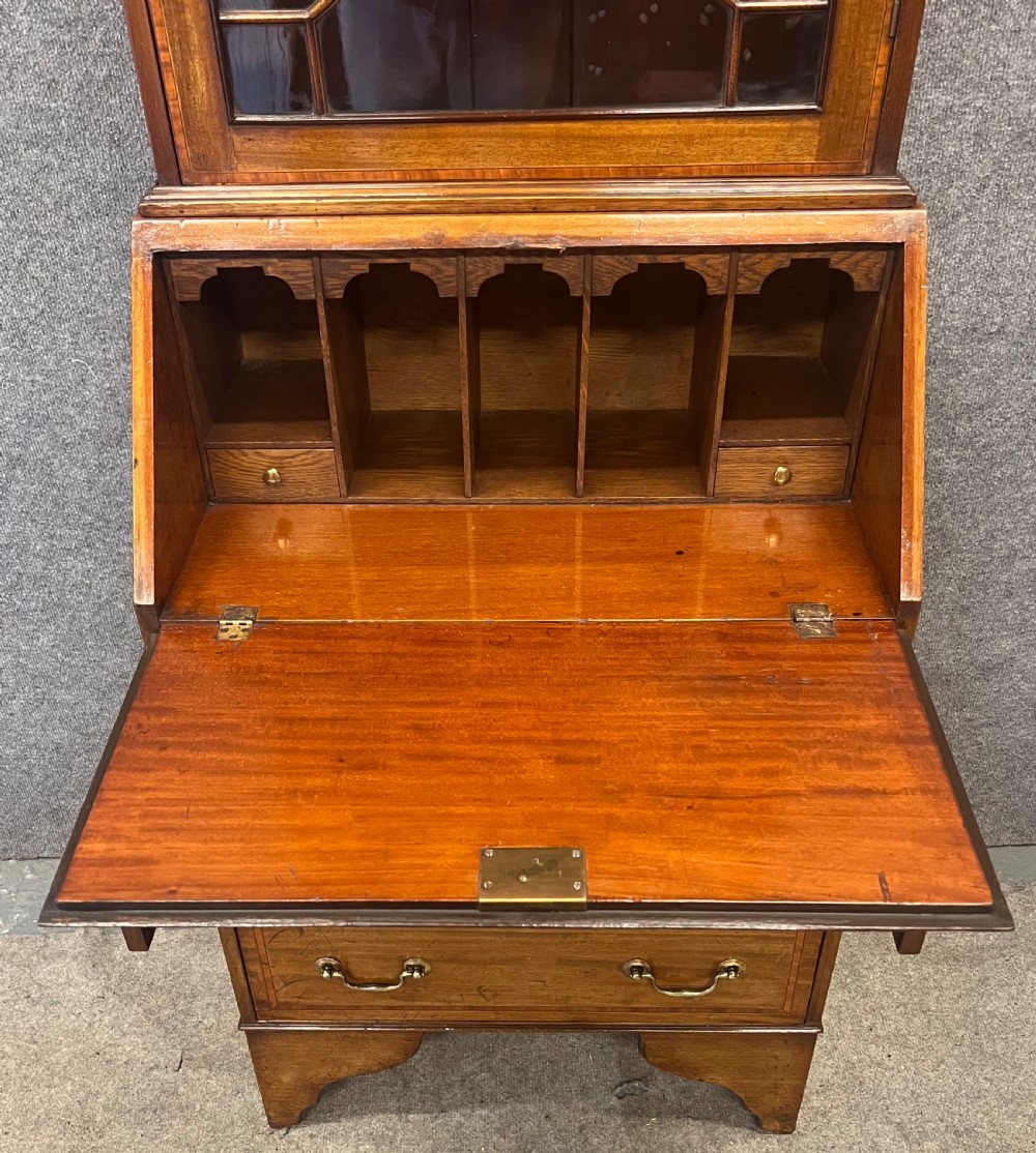 Small Edwardian Inlaid Bureau Bookcase View V
