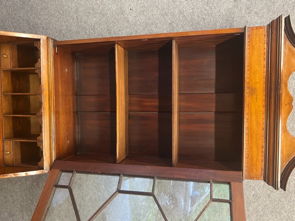 Small Edwardian Inlaid Bureau Bookcase View VII