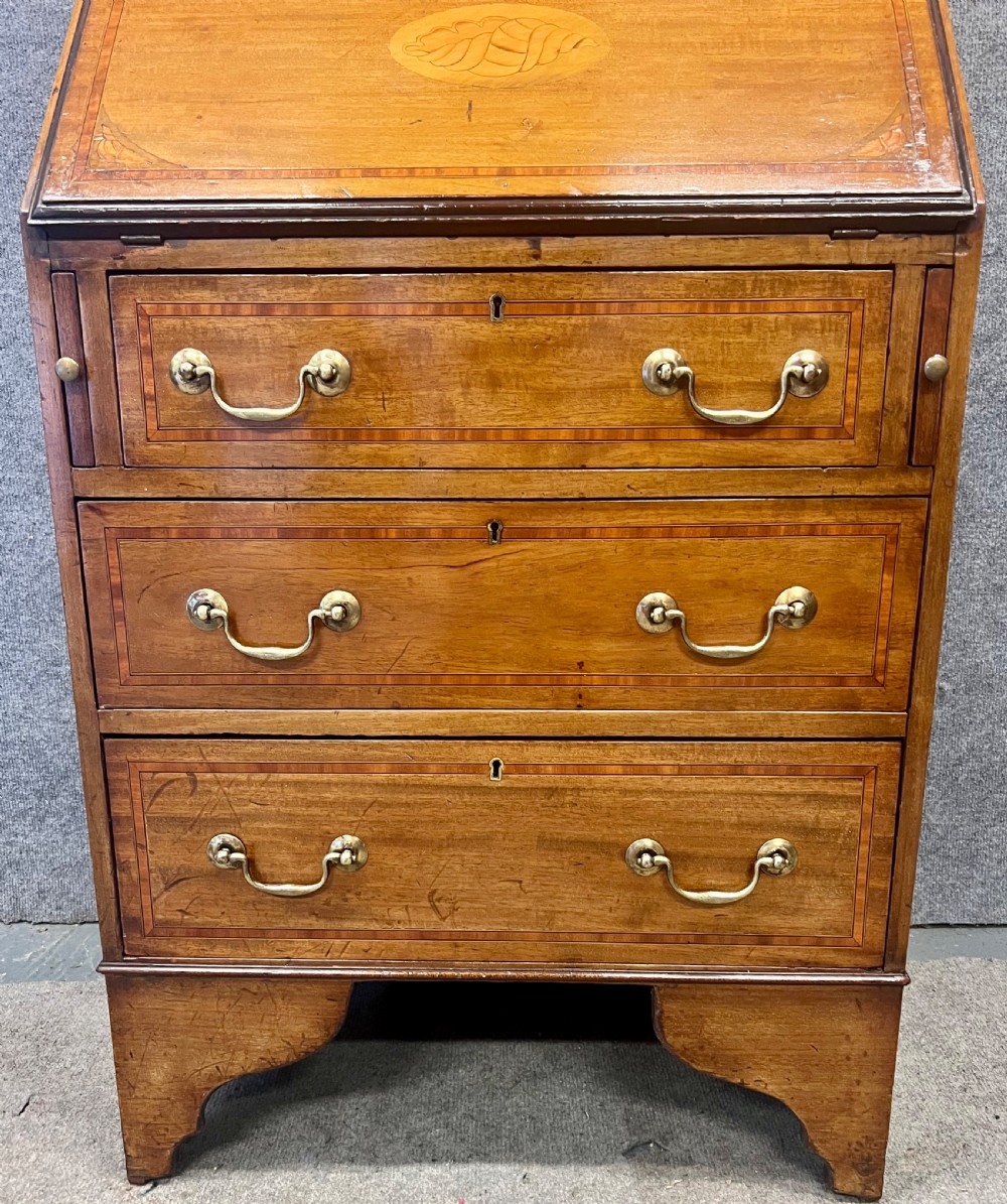Small Edwardian Inlaid Bureau Bookcase View IX