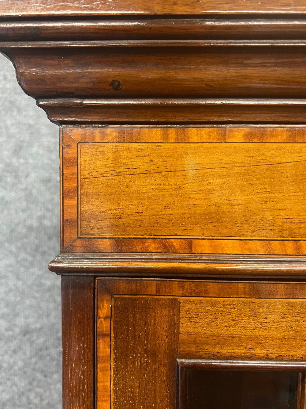 Small Edwardian Inlaid Bureau Bookcase View XII