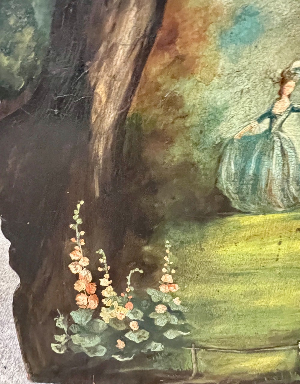 Antique Hand Painted Fire Screen View IV