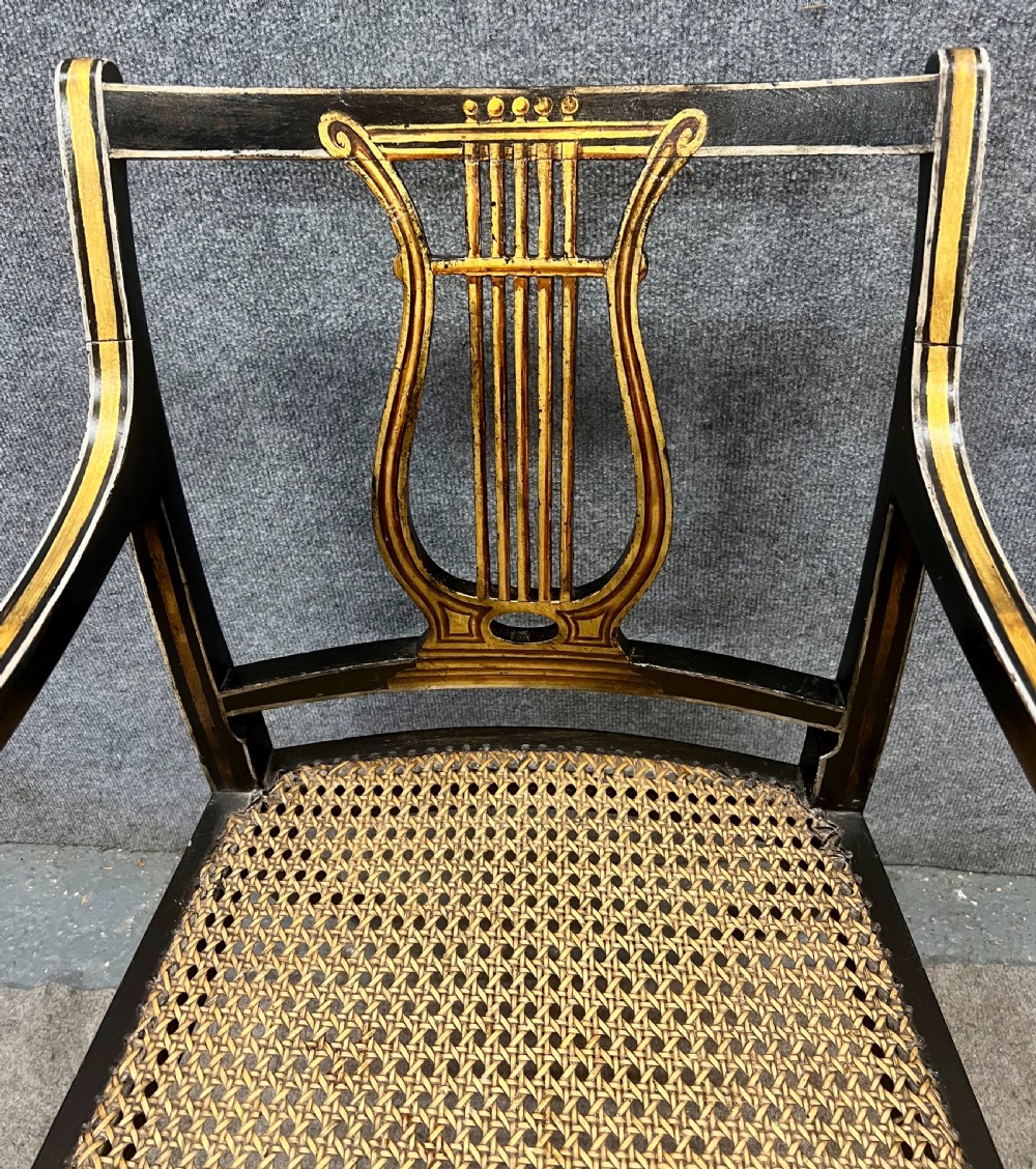 Pair of Painted and Gilded Regency Elbow Chairs View III