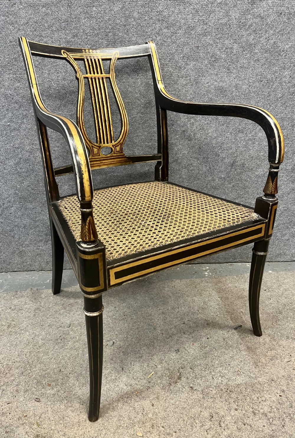 Pair of Painted and Gilded Regency Elbow Chairs View VI