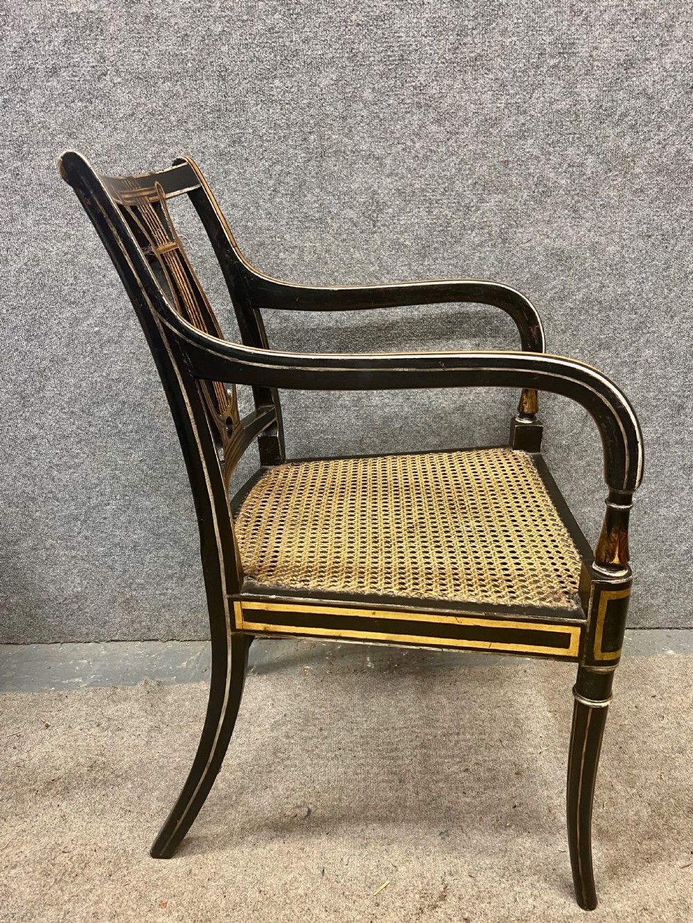 Pair of Painted and Gilded Regency Elbow Chairs View VII