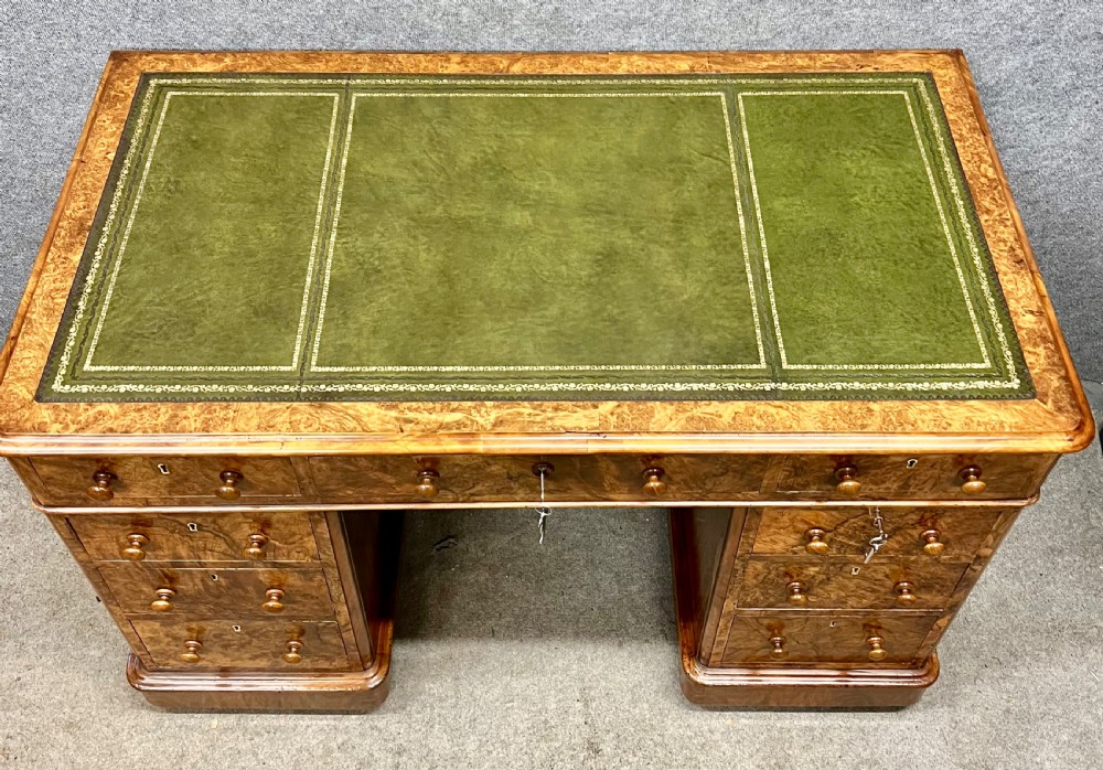 Good Quality Victorian Burr Walnut Desk View VI