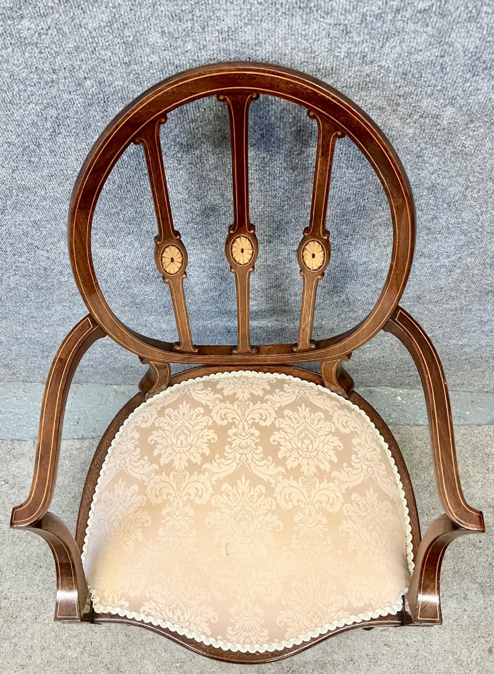 Elegant Edwardian Inlaid Elbow Chair View IV