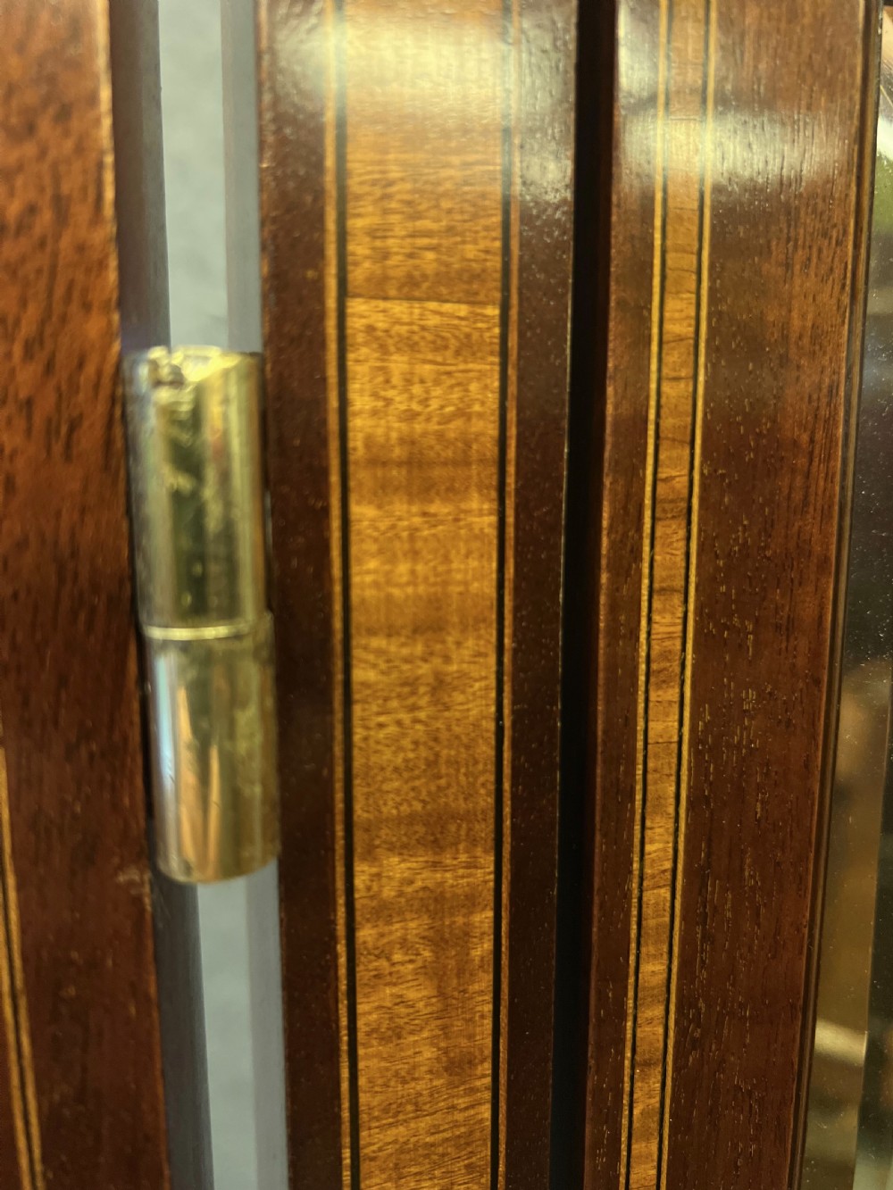 Edwardian Mahogany & Inlaid Triptych Cheval Mirror View VII