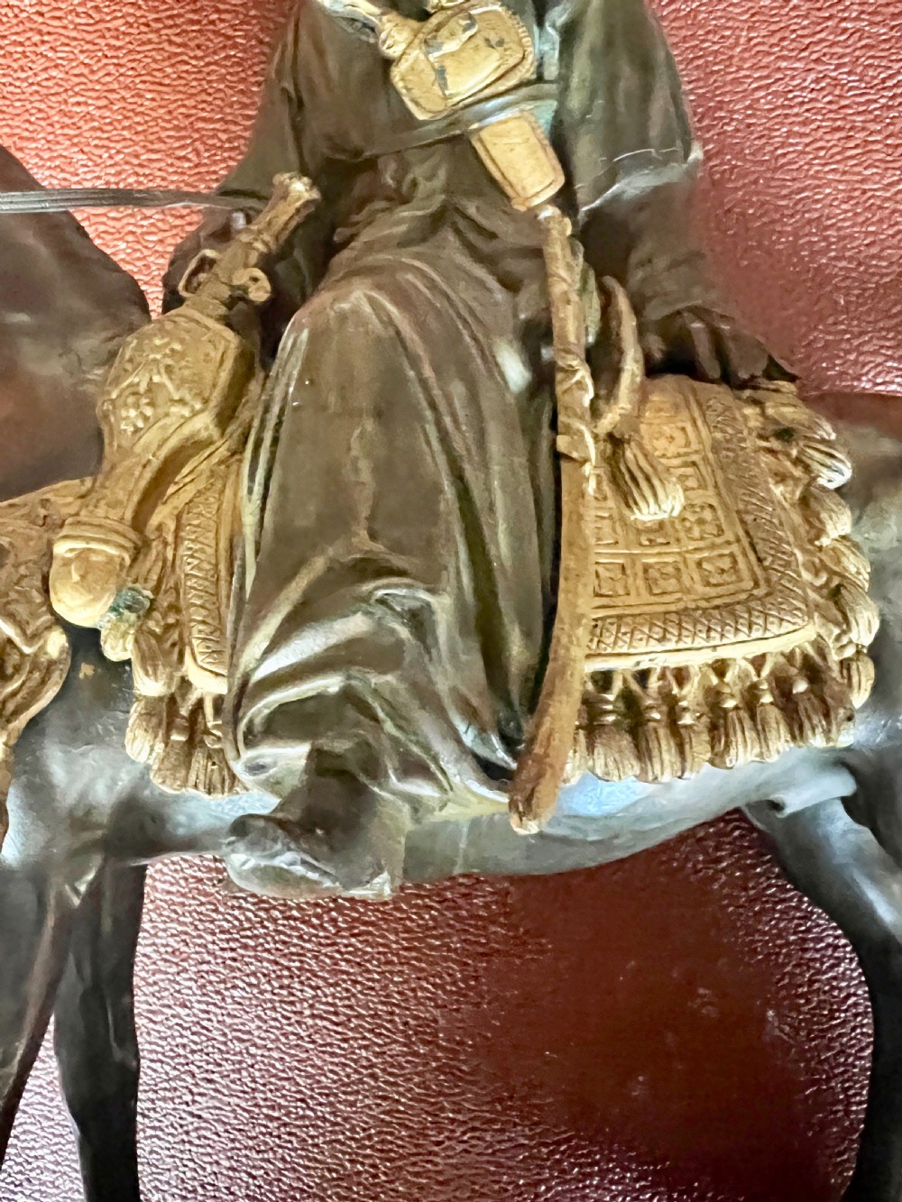 Antique Bronzed Arab Warrior on Horseback View II