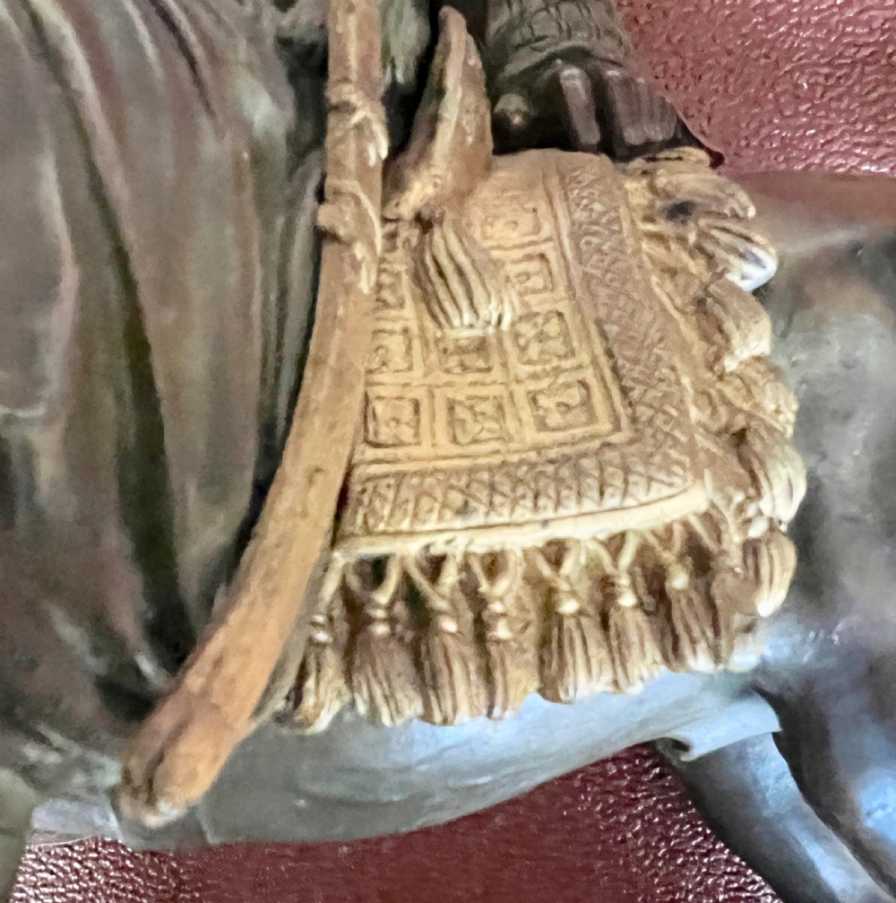 Antique Bronzed Arab Warrior on Horseback View V