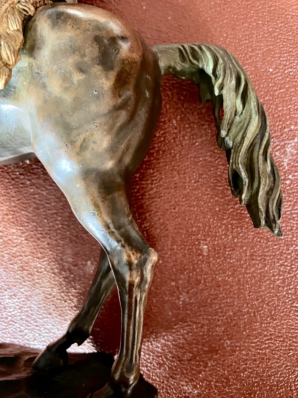 Antique Bronzed Arab Warrior on Horseback View VI
