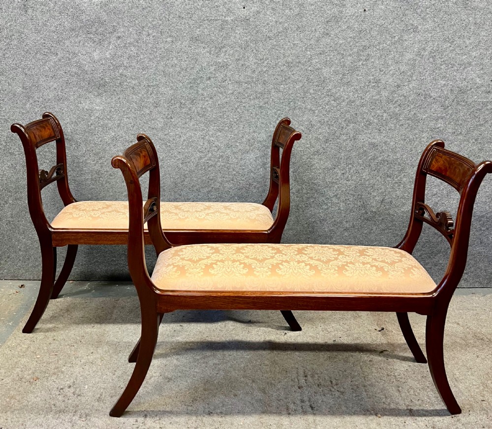 Pair of Regency Brass Inlaid Window Seats