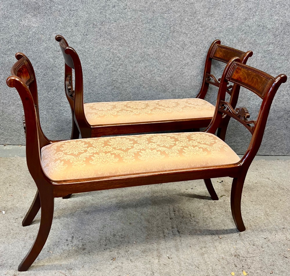 Pair of Regency Brass Inlaid Window Seats View II