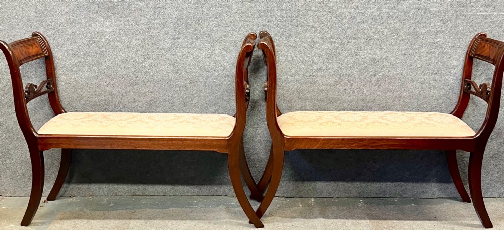 Pair of Regency Brass Inlaid Window Seats View V
