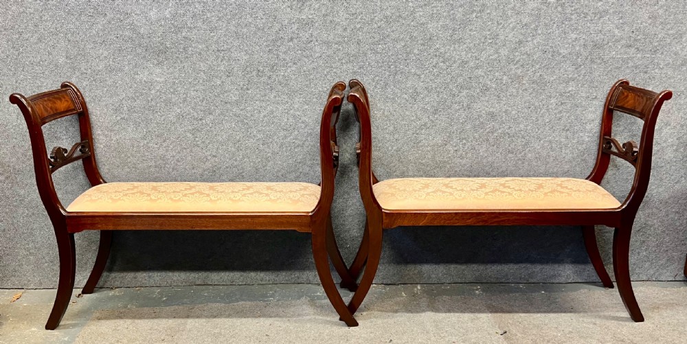 Pair of Regency Brass Inlaid Window Seats View XI