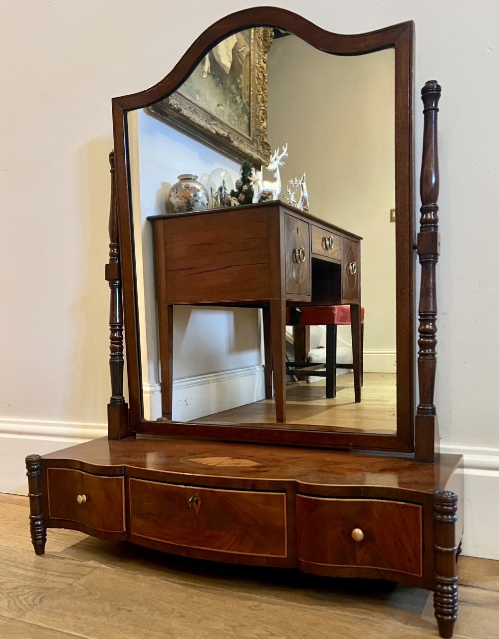 George III Mahogany & Inlaid Dressing Mirror