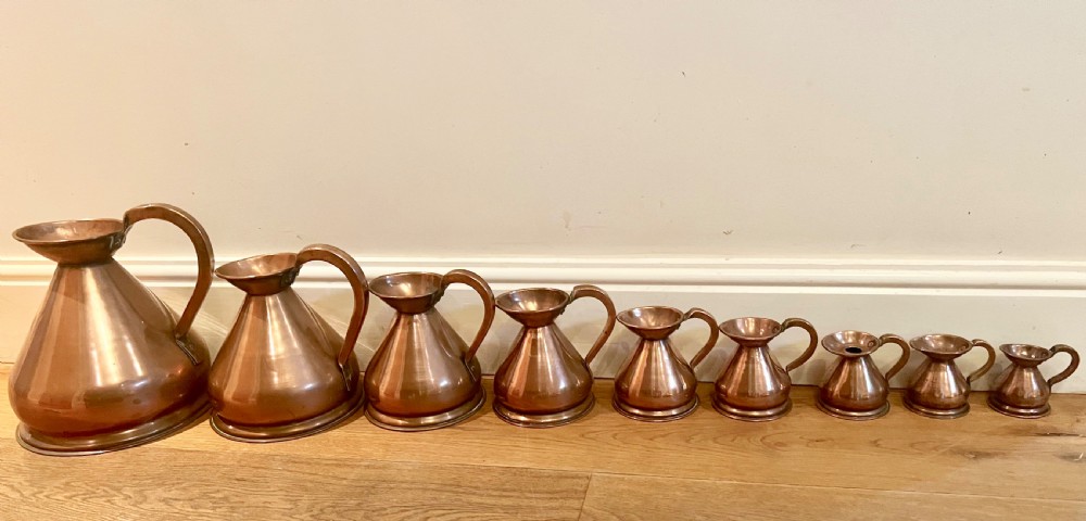 Set of  George V Copper Measure Jugs