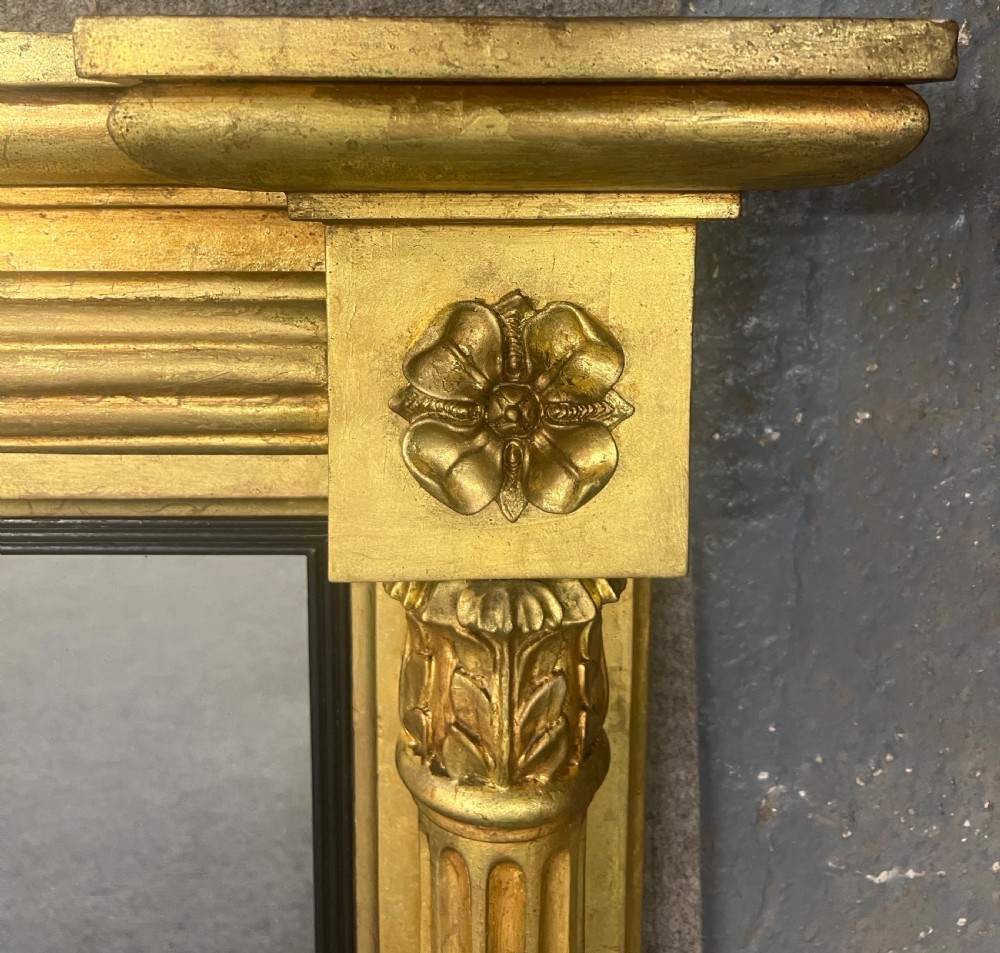 Antique Triple Plate Gilded Overmantel Mirror View III
