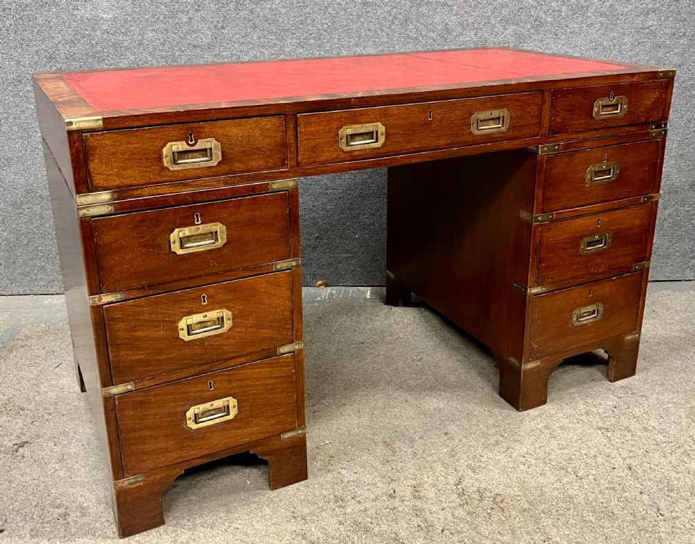 Antique Mahogany Campaign Desk View VI