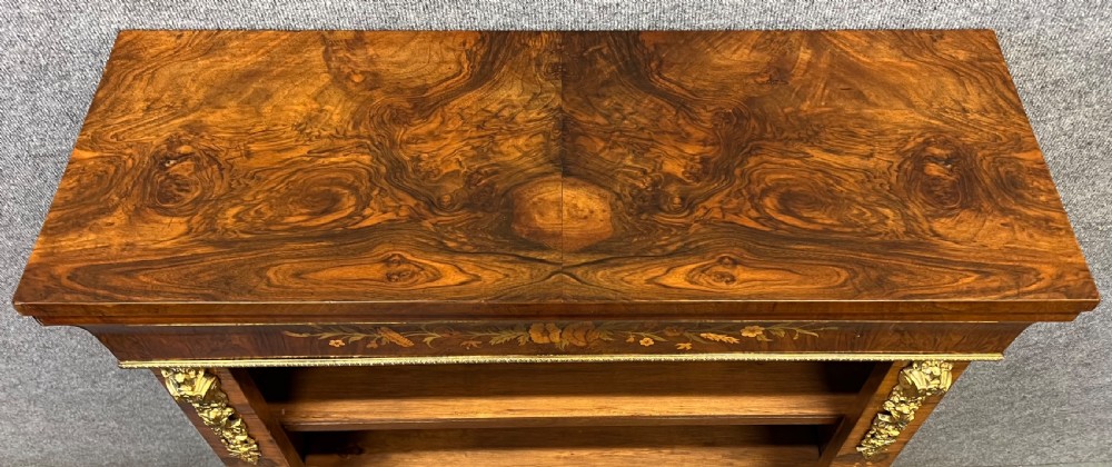 Superb Victorian Marquetry Inlaid Open Bookcase View IX