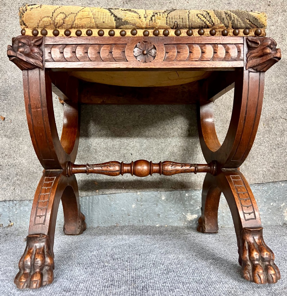 Pair of 19th.Century Carved Walnut Stools View III