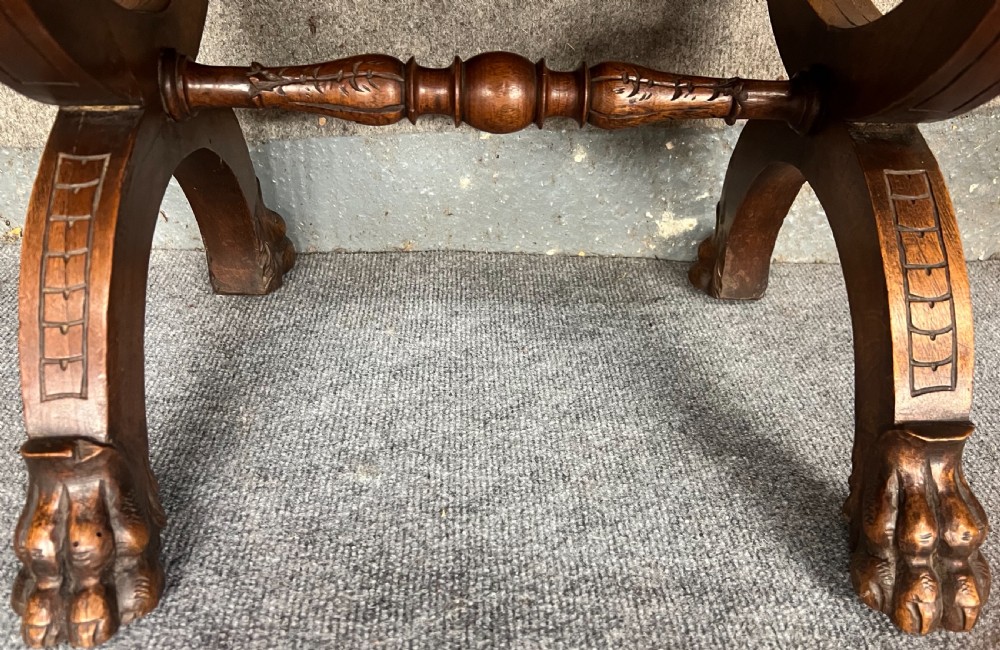 Pair of 19th.Century Carved Walnut Stools View VI
