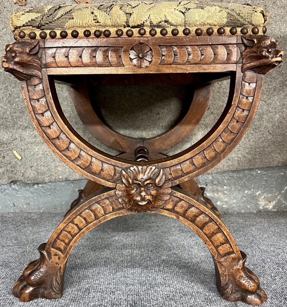 Pair of 19th.Century Carved Walnut Stools View IX