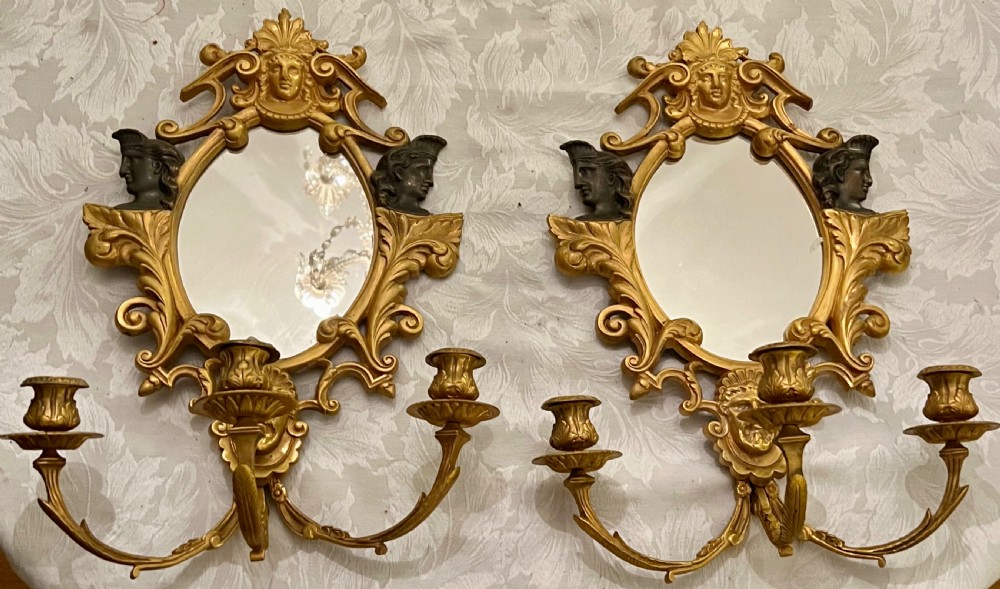 Wonderful Pair of Candelabra Wall Mirrors Girandoles