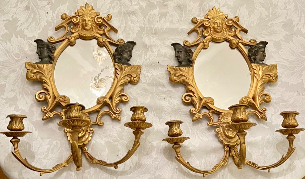 Wonderful Pair of Candelabra Wall Mirrors Girandoles View XI