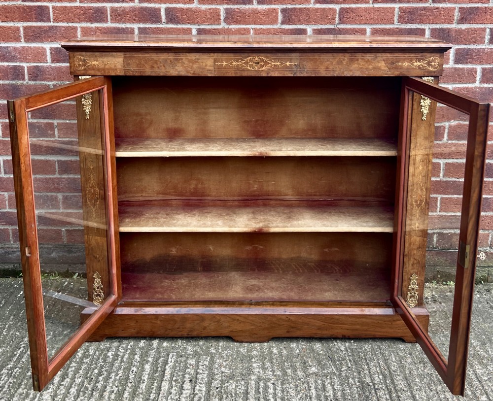 Victorian Walnut Cabinet Bookcase View IV