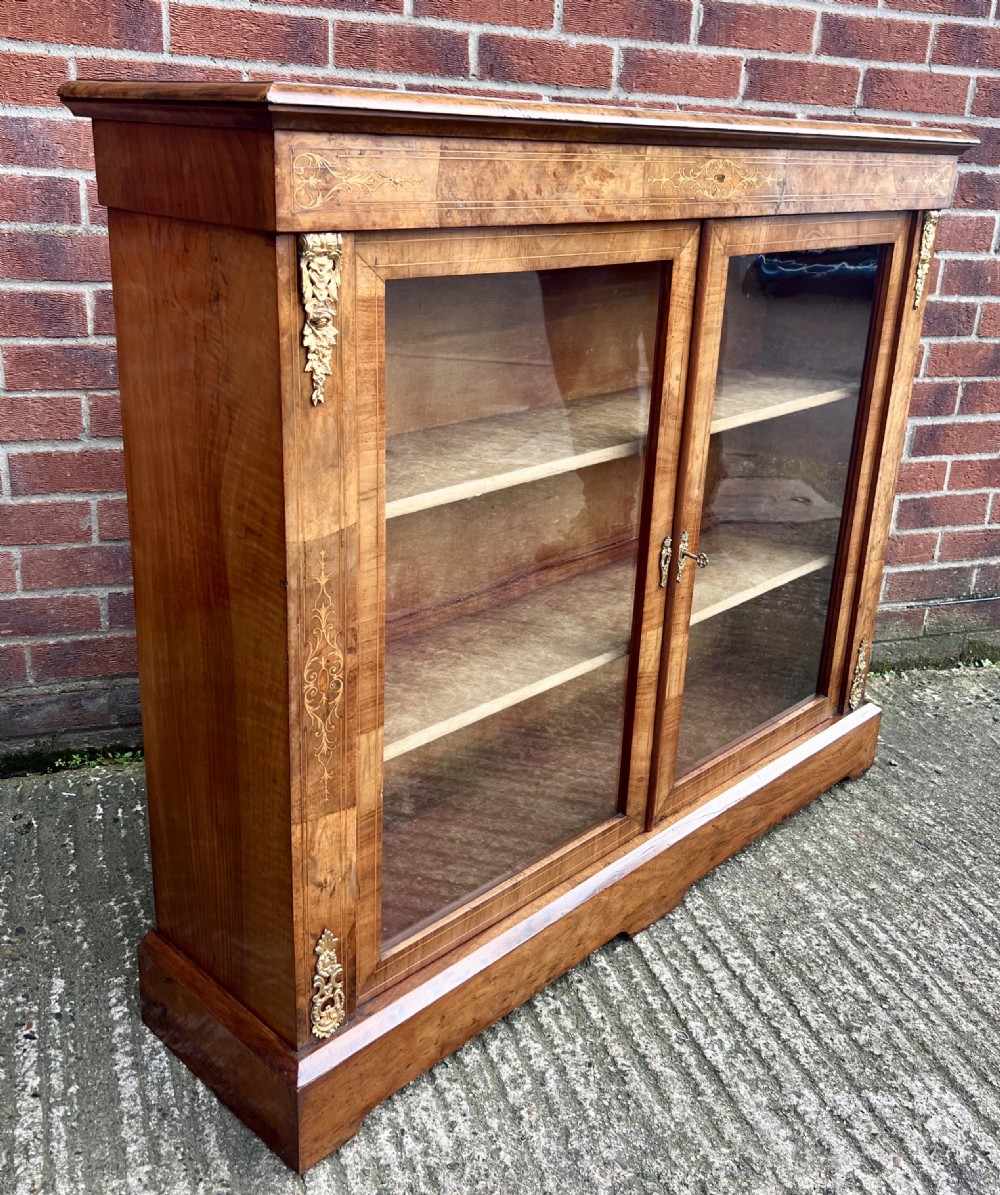 Victorian Walnut Cabinet Bookcase View VI